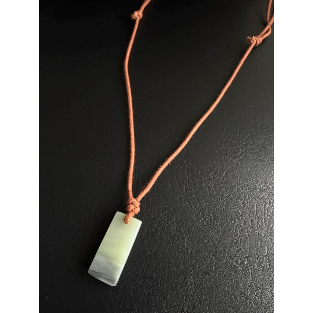Natural Ink Jade Pendant Necklace 青花 Qinghua Jade Minimalist Rectangle Necklace